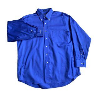 IZOD Shirt Adult Extra Large Blue Wrinkle Free Casual Button Up Long Sleeve Mens